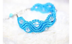 Lacy Blue Beaded Macrame Bracelet