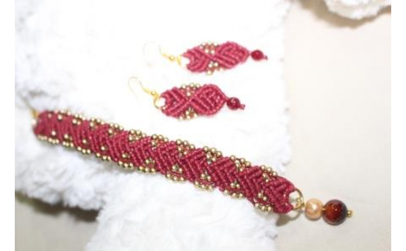 Handmade Cotton Yarn macramé Bracelet & Earring
