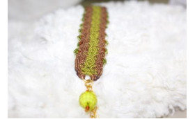 Floral Design brown and olive green macrame bracelet