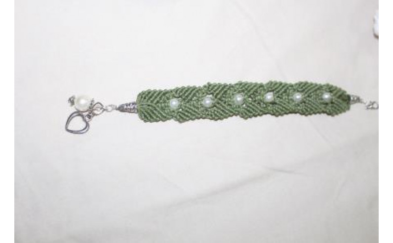 Olive Green Beaded Macrame Bracelet